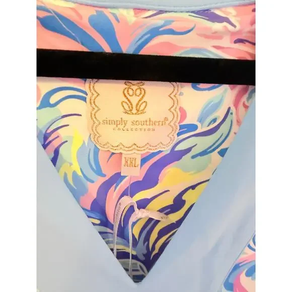 Simply Southern Beach Long sleeve Blue Dress Size XXL NWT - Picture 3 of 3